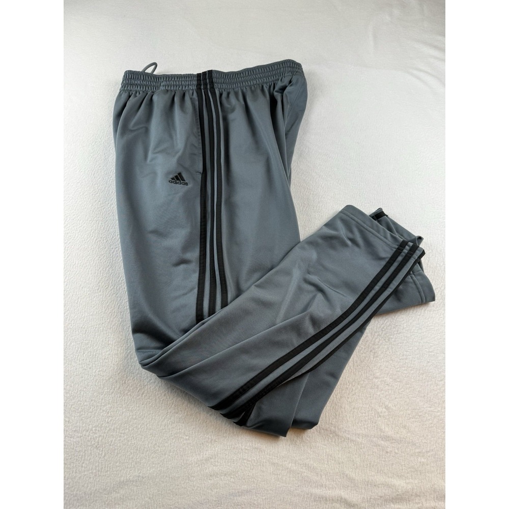 Adidas Track Pants Mens XL Gray 3 Strips Athletic Elastic Waist